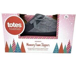 Women's Slippers Gray Bow Cable Knit Memory Foam